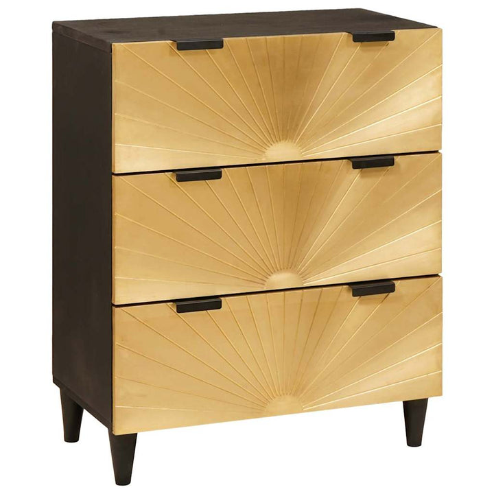 Sideboard Svart Och Guld 60 X 33 X 75 Cm Massivt Mangoträ