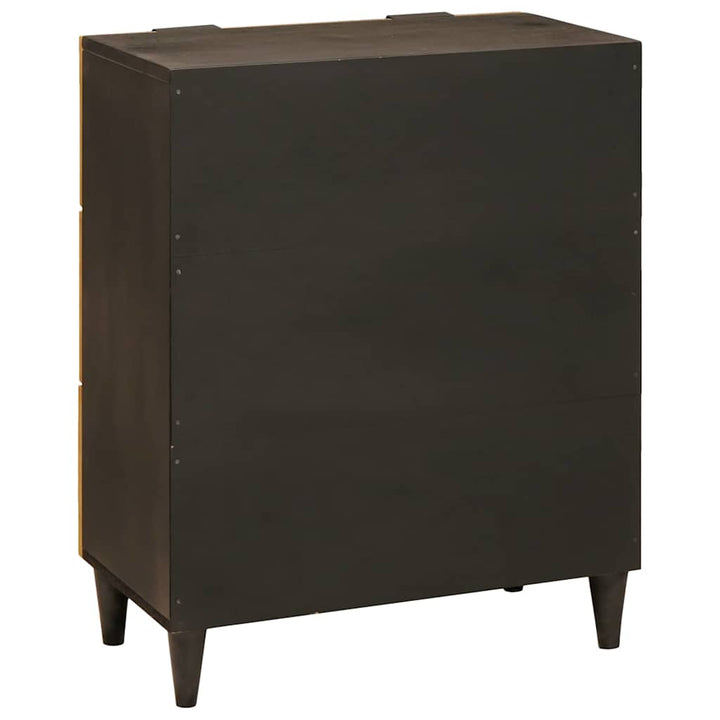 Sideboard Svart Och Guld 60 X 33 X 75 Cm Massivt Mangoträ