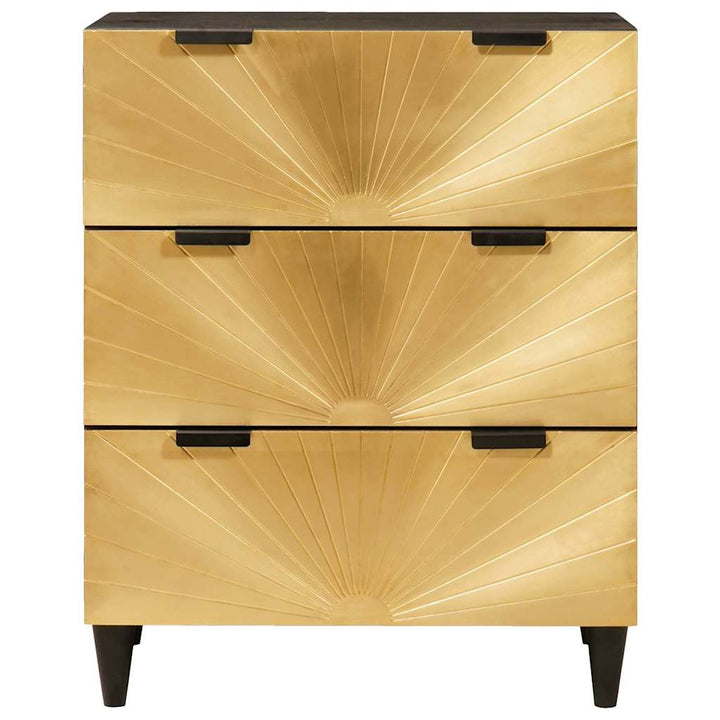 Sideboard Svart Och Guld 60 X 33 X 75 Cm Massivt Mangoträ