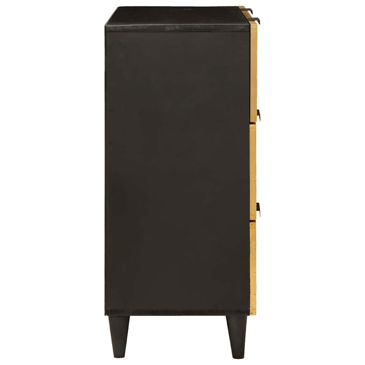 Sideboard Svart Och Guld 60 X 33 X 75 Cm Massivt Mangoträ
