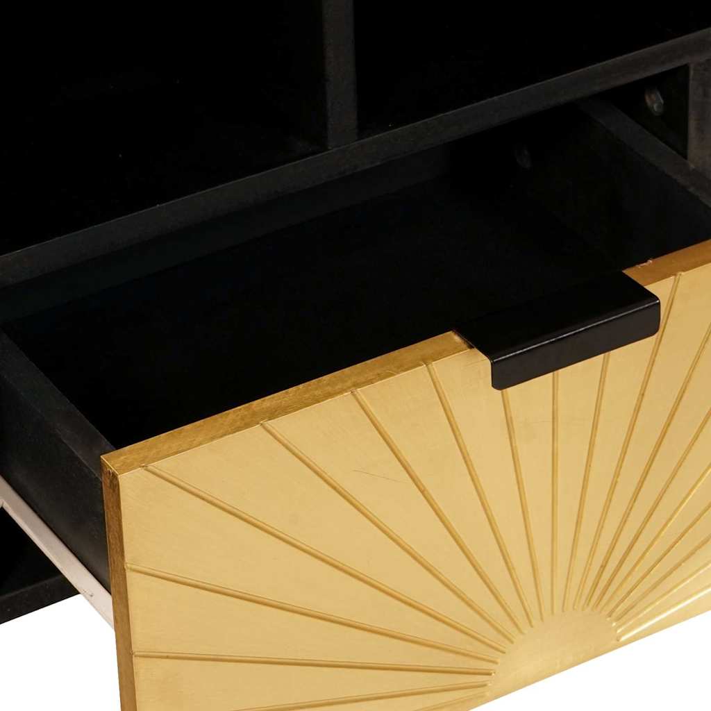 Tv-Skåp Svart Och Guld 100 X 33 X 46 Cm Konstruerat Trä