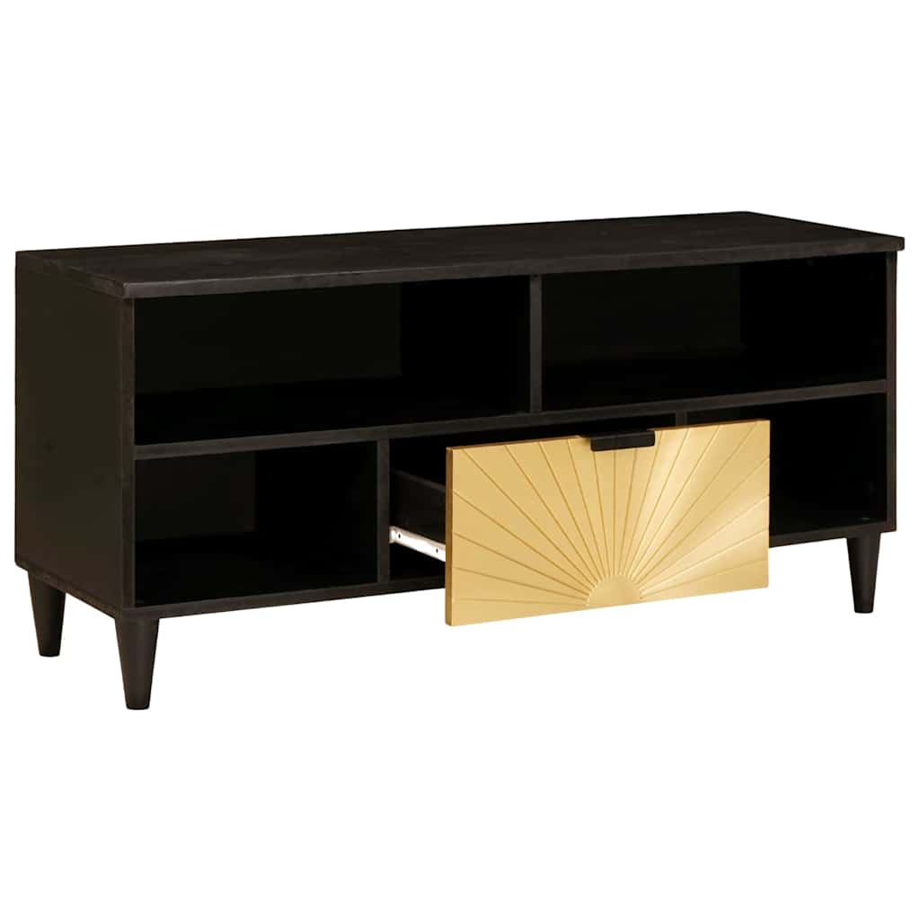 Tv-Skåp Svart Och Guld 100 X 33 X 46 Cm Konstruerat Trä