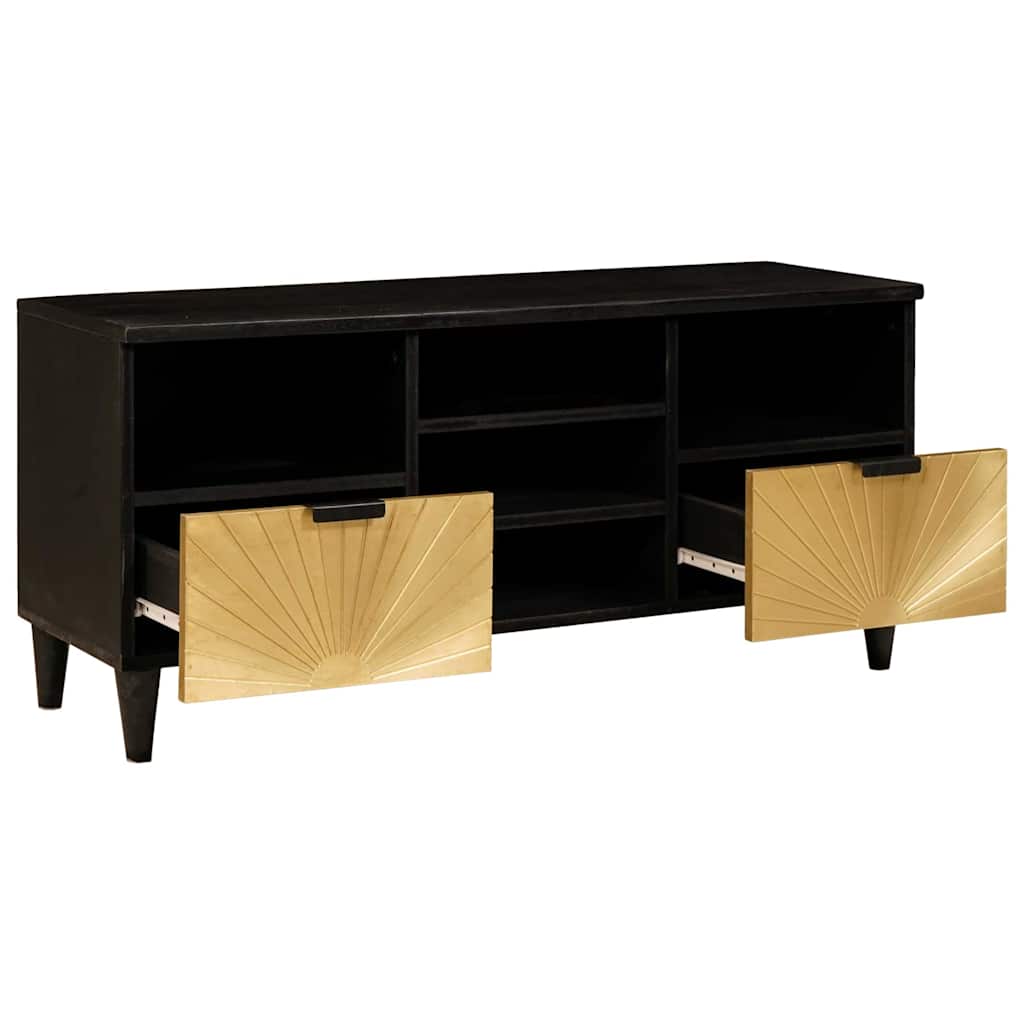 Tv-Skåp Svart Och Guld 100 X 33 X 46 Cm Konstruerat Trä
