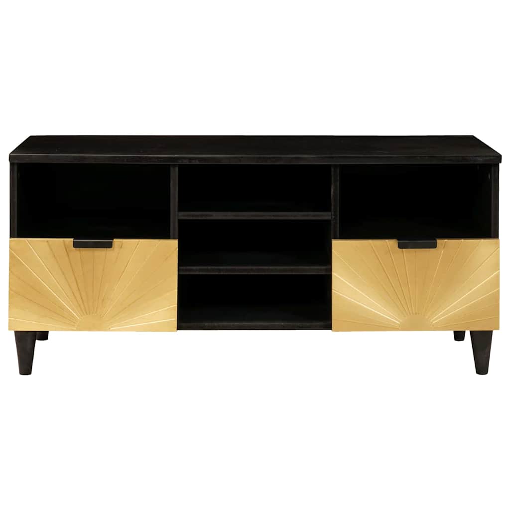 Tv-Skåp Svart Och Guld 100 X 33 X 46 Cm Konstruerat Trä