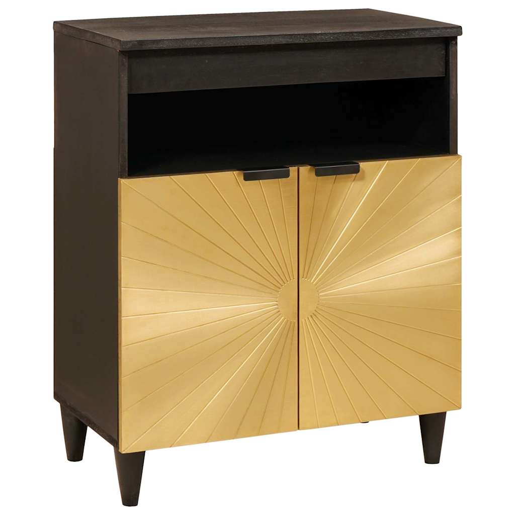 Sideboard Svart Och Guld 60 X 33 X 75 Cm Massivt Mangoträ