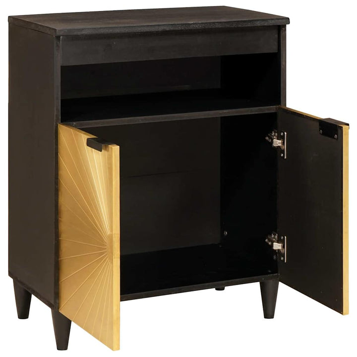 Sideboard Svart Och Guld 60 X 33 X 75 Cm Massivt Mangoträ