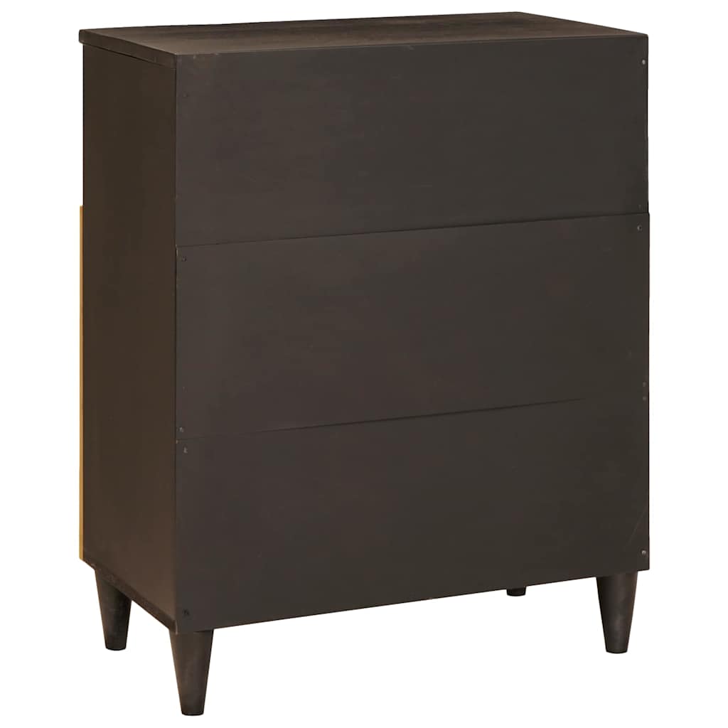 Sideboard Svart Och Guld 60 X 33 X 75 Cm Massivt Mangoträ