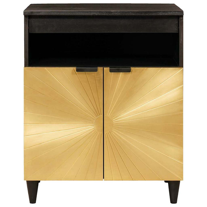 Sideboard Svart Och Guld 60 X 33 X 75 Cm Massivt Mangoträ