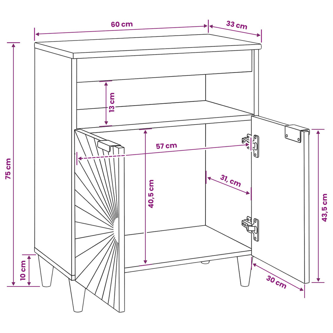 Sideboard Svart Och Guld 60 X 33 X 75 Cm Massivt Mangoträ