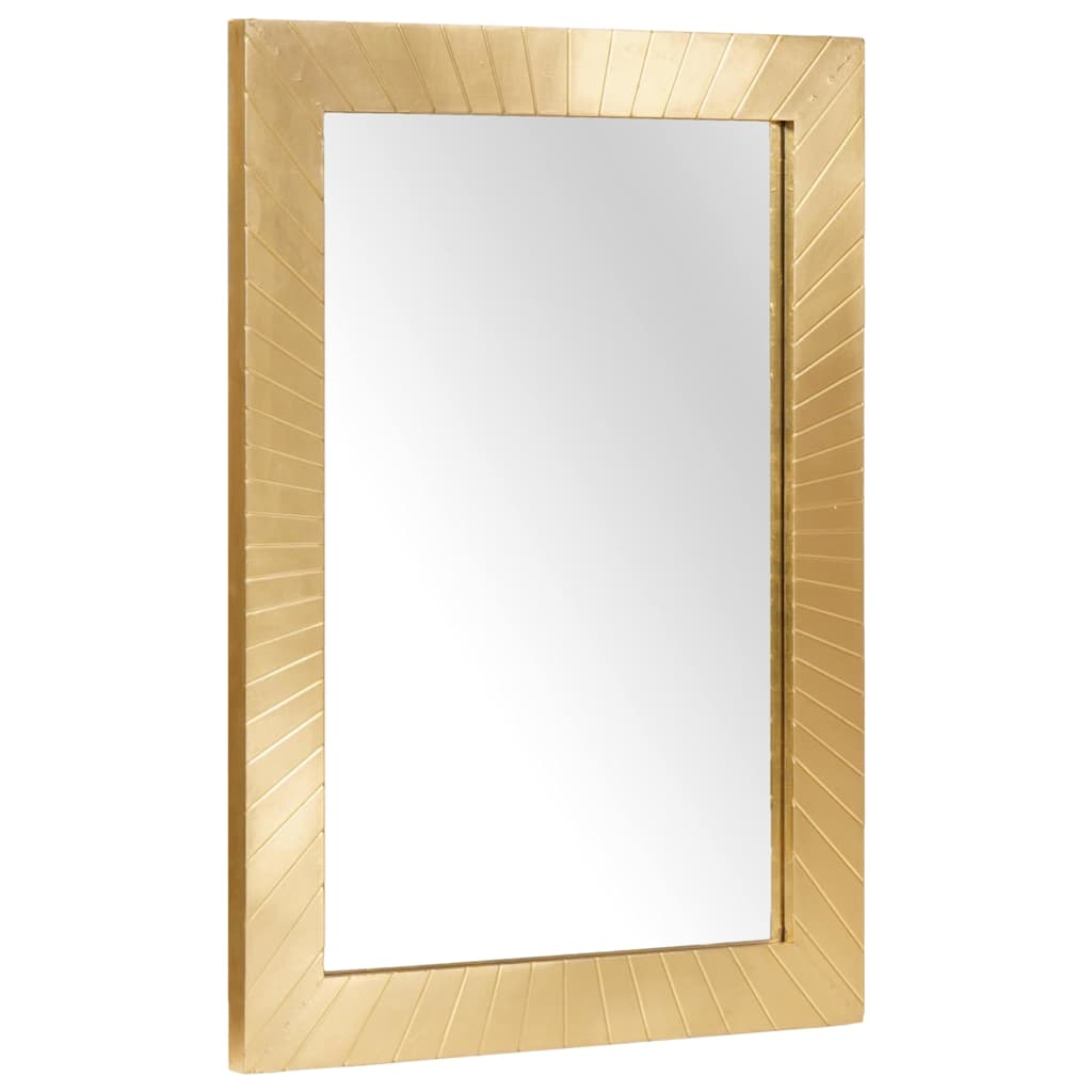 Badrumsspegel Guld 50 X 2,5 X 70 Cm Glas Och Massivt Mangoträ