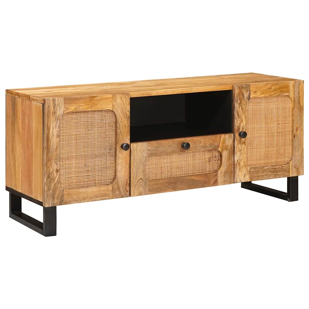 Tv-Skåp Med Låda Brun 105 X 33 X 46 Cm Massivt Mangoträ