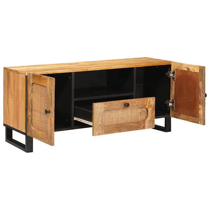 Tv-Skåp Med Låda Brun 105 X 33 X 46 Cm Massivt Mangoträ