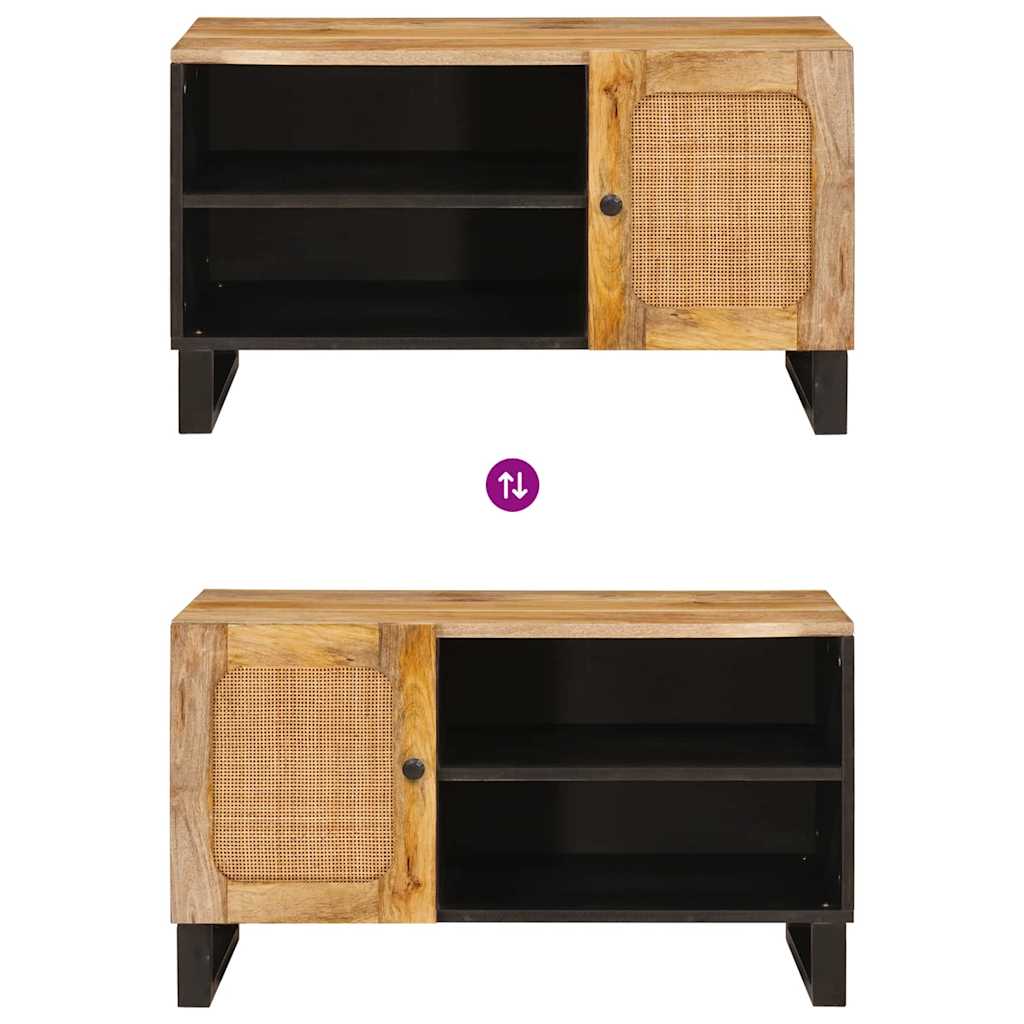 Tv-Skåp Med Lagring Brun 80 X 33 X 46 Cm Massivt Mangoträ