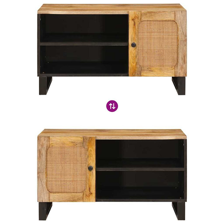 Tv-Skåp Med Lagring Brun 80 X 33 X 46 Cm Massivt Mangoträ