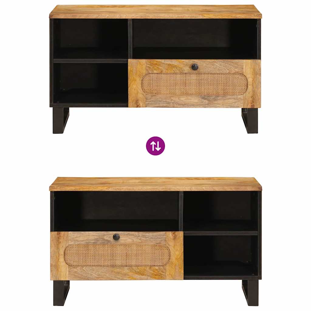 Tv-Skåp Med Låda Brun 80 X 33 X 46 Cm Massivt Mangoträ