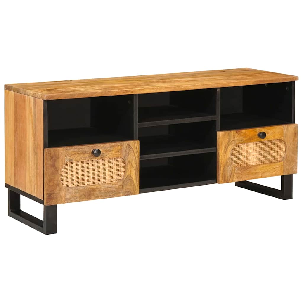 Tv-Skåp Med Låda Brun 100 X 33 X 46 Cm Massivt Mangoträ
