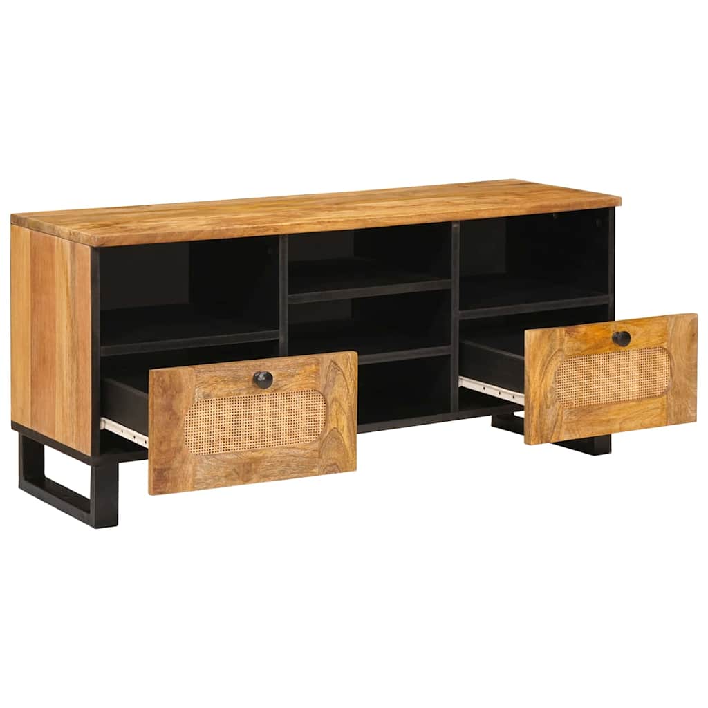 Tv-Skåp Med Låda Brun 100 X 33 X 46 Cm Massivt Mangoträ