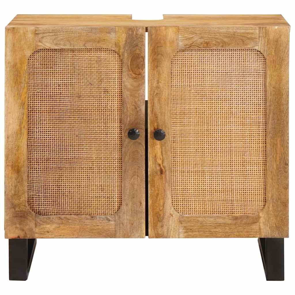 Badrumsskåp Med Handfat Brun 62 X 33 X 58 Cm Massivt Mangoträ