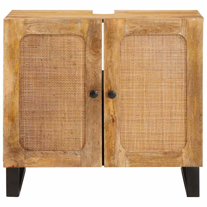 Badrumsskåp Med Handfat Brun 62 X 33 X 58 Cm Massivt Mangoträ