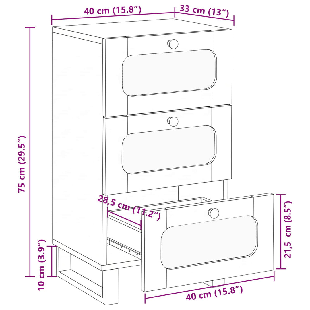 Sideboard Med Låda Brun 40 X 33 X 75 Cm Massivt Mangoträ