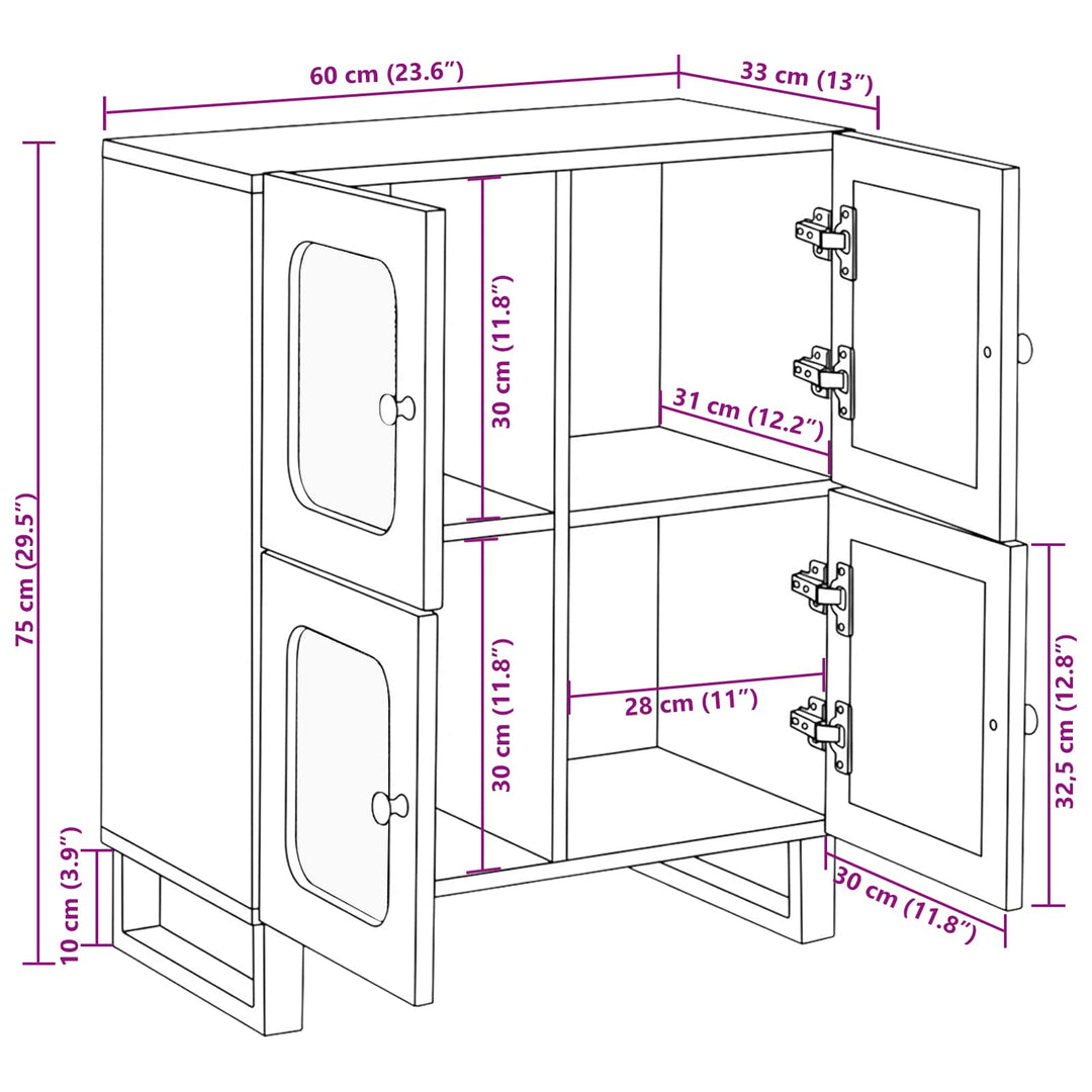 Sideboard Med Lagring Brun 60 X 33 X 75 Cm Massivt Mangoträ