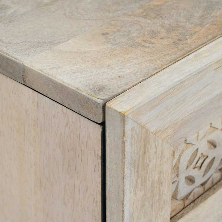 Sideboard 60 X 33 X 75 Cm Massivt Mangoträ Vit
