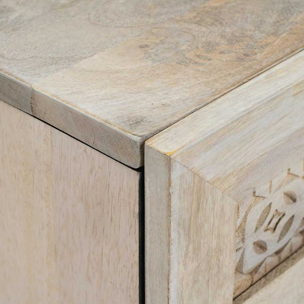 Sideboard 60 X 33 X 75 Cm Massivt Mangoträ Vit