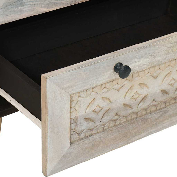 Sideboard 60 X 33 X 75 Cm Massivt Mangoträ Vit