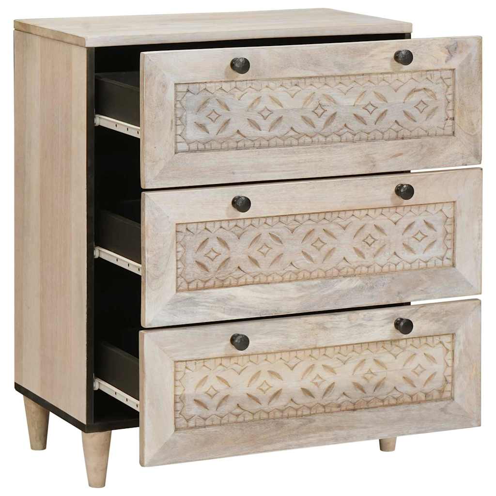 Sideboard 60 X 33 X 75 Cm Massivt Mangoträ Vit