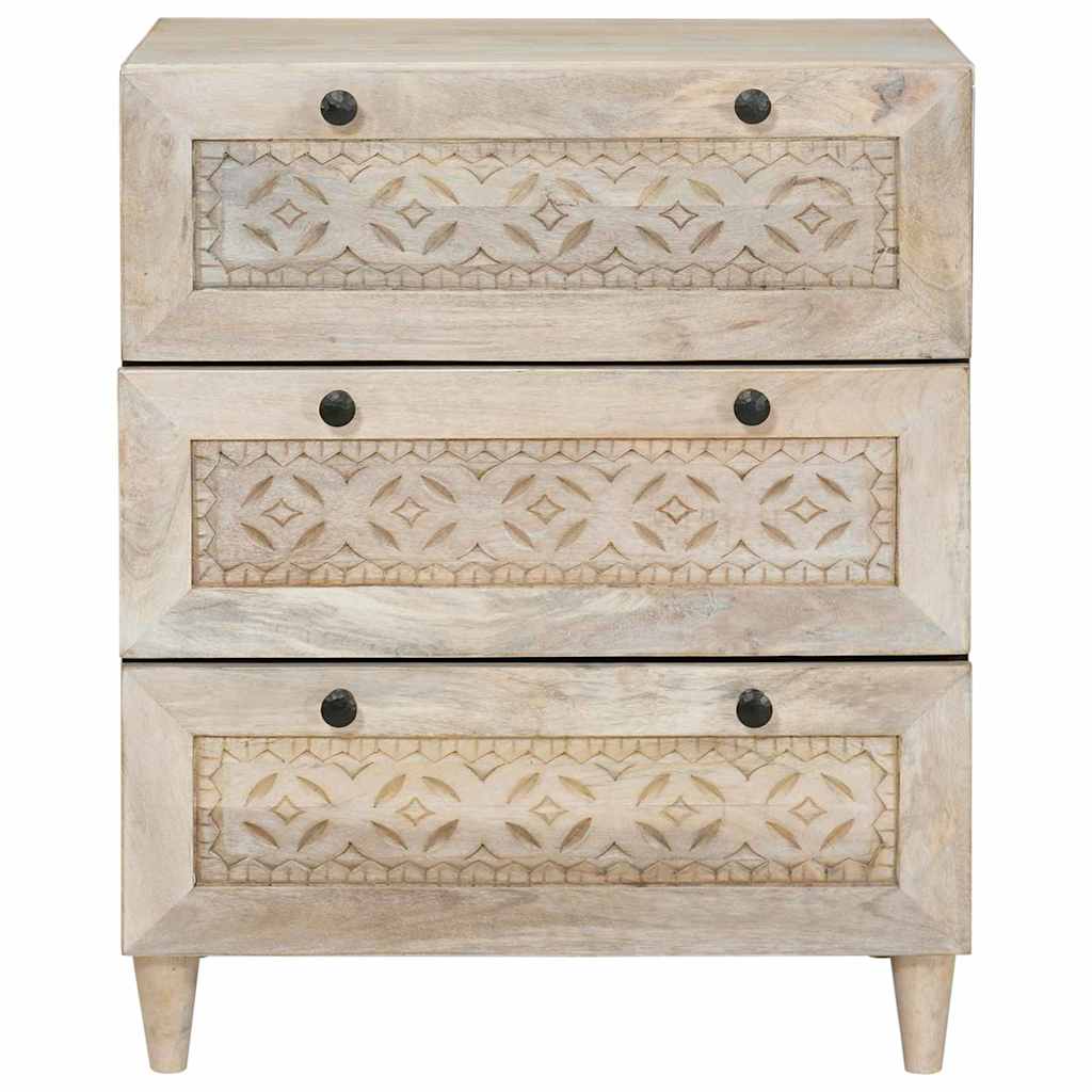 Sideboard 60 X 33 X 75 Cm Massivt Mangoträ Vit