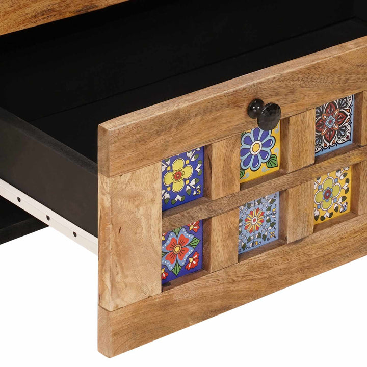 Sideboard 60 X 33 X 75 Cm Massivt Mangoträ Naturfärg