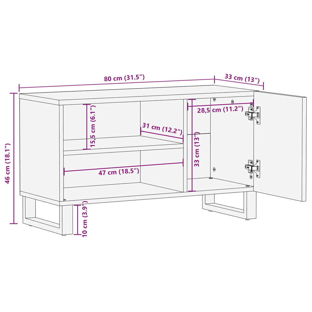 Tv-Skåp Med Hylla Brun 80 X 33 X 46 Cm Massivt Mangoträ