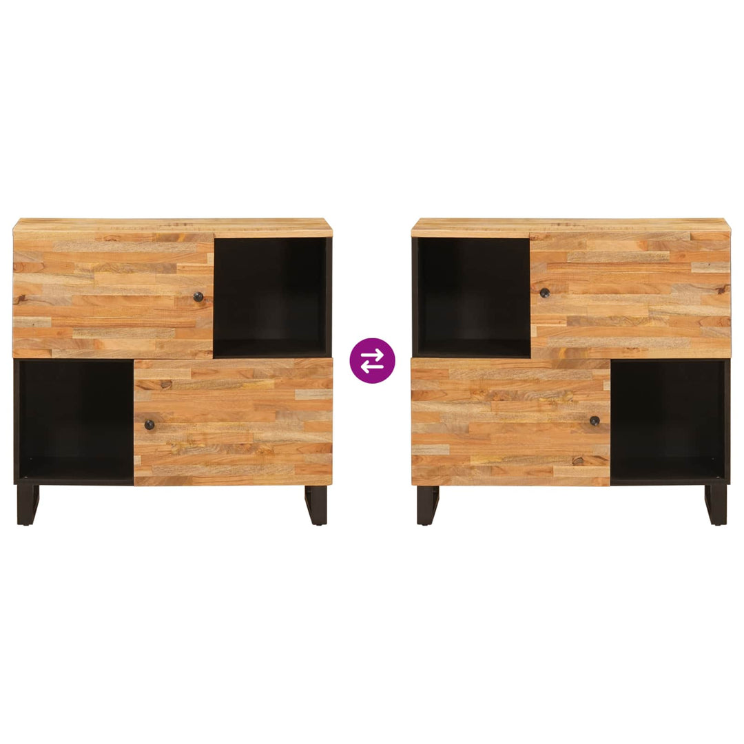 Sidokabinett Med Lagring Brun 80 X 33 X 75 Cm Massivt Mangoträ