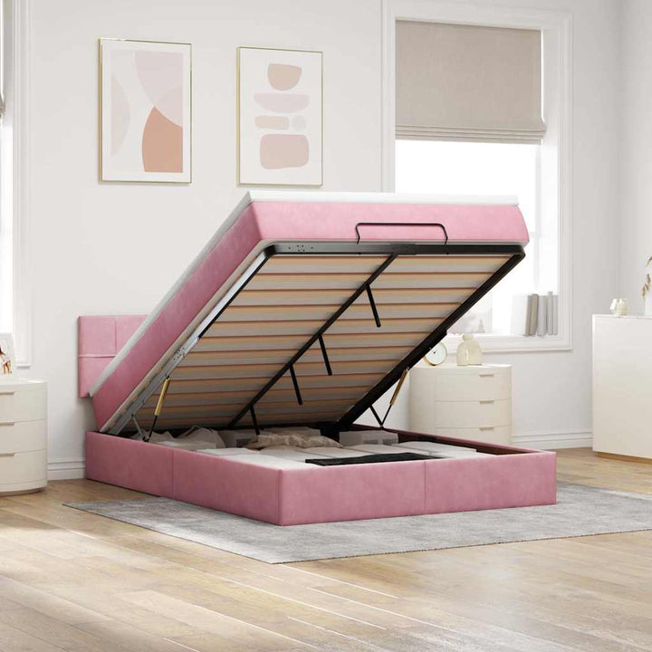Ottoman Sängram Med Madrass Sammet