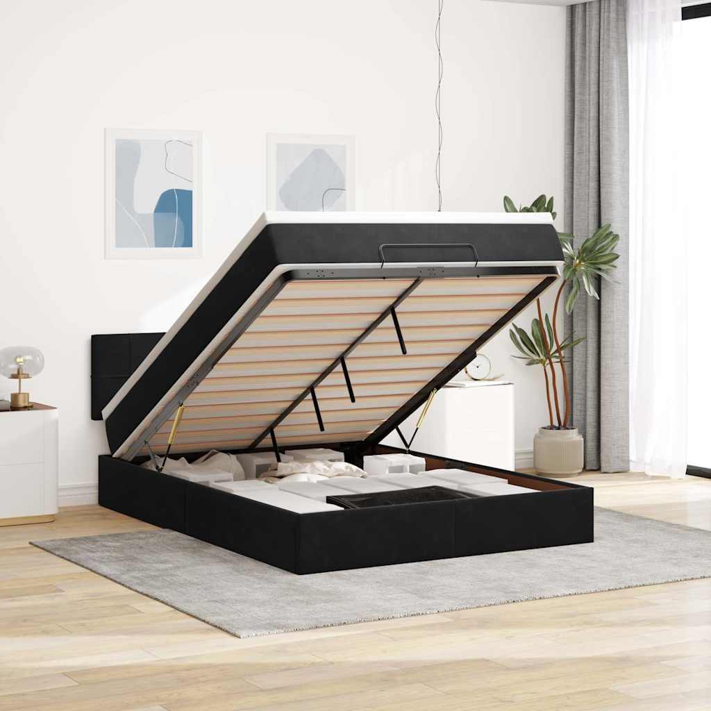 Ottoman Sängram Med Madrass Sammet