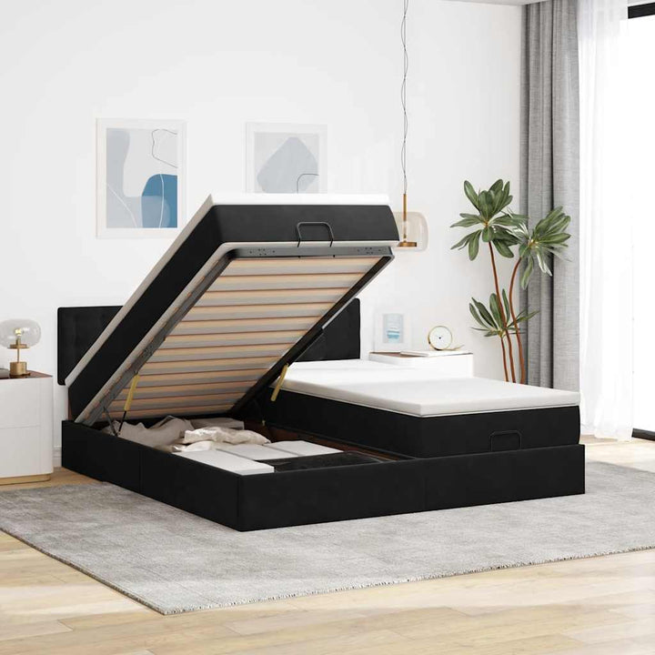 Ottoman Sängram Med Madrasser Sammet