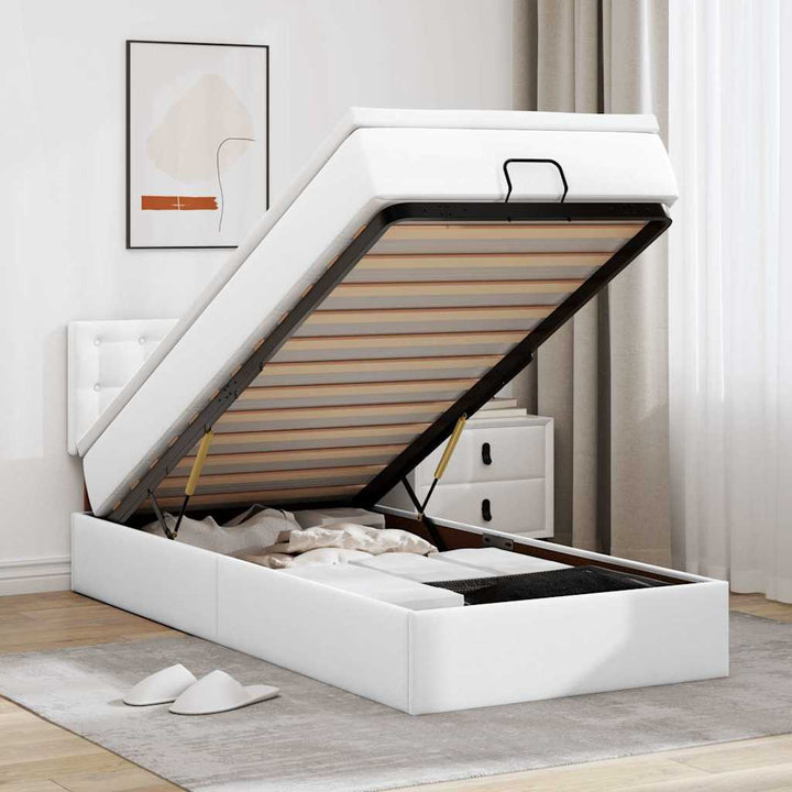 Ottoman Sängram Med Madrass Konstläder