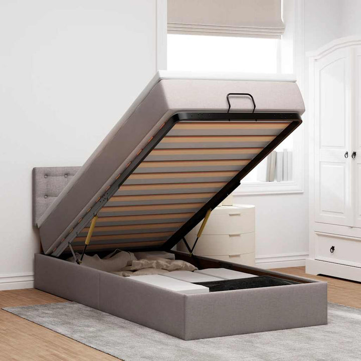 Ottoman Sängram Med Madrasser Tyg
