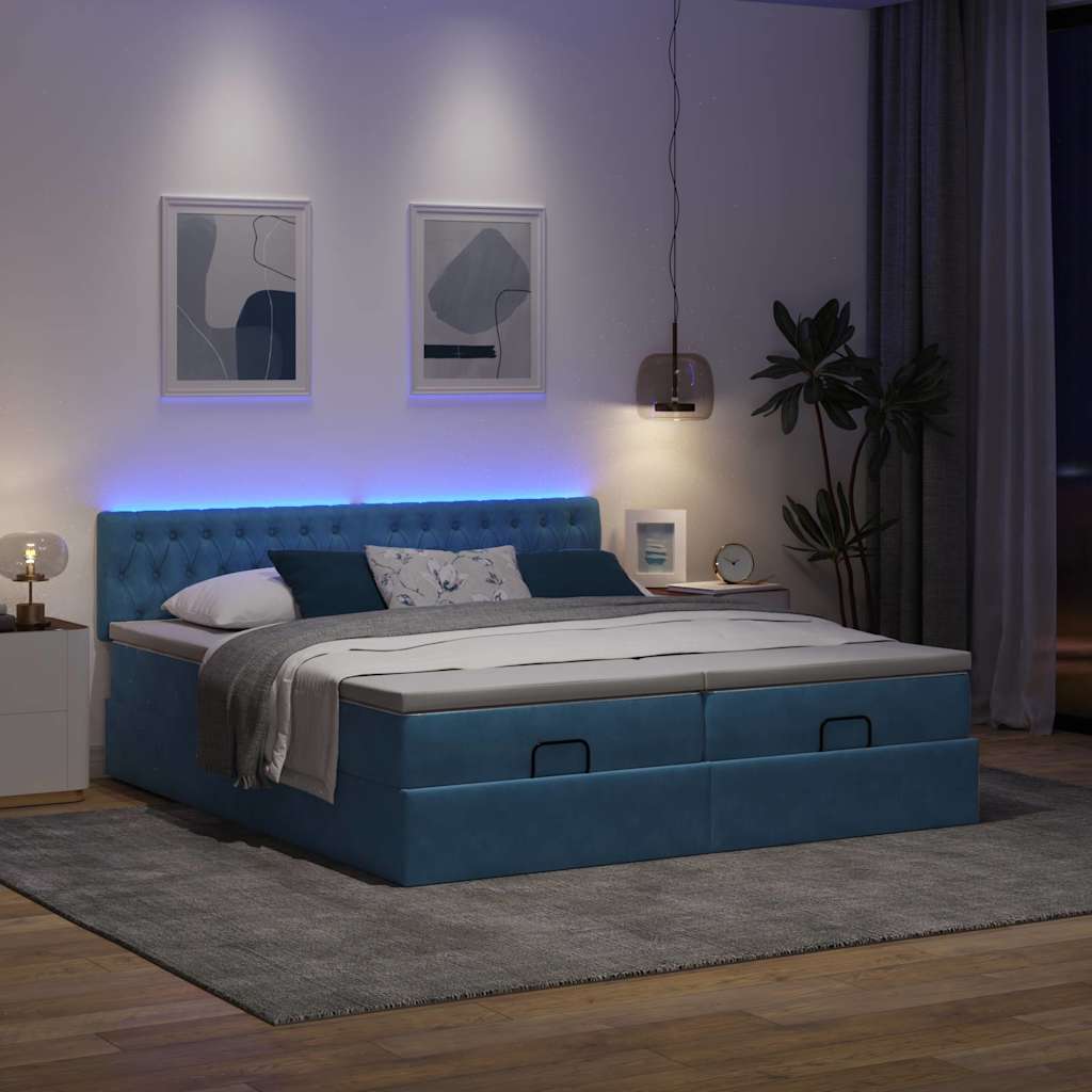 Ottomansk Säng Med Madrasser Och Led-Lampor 200X200Cm