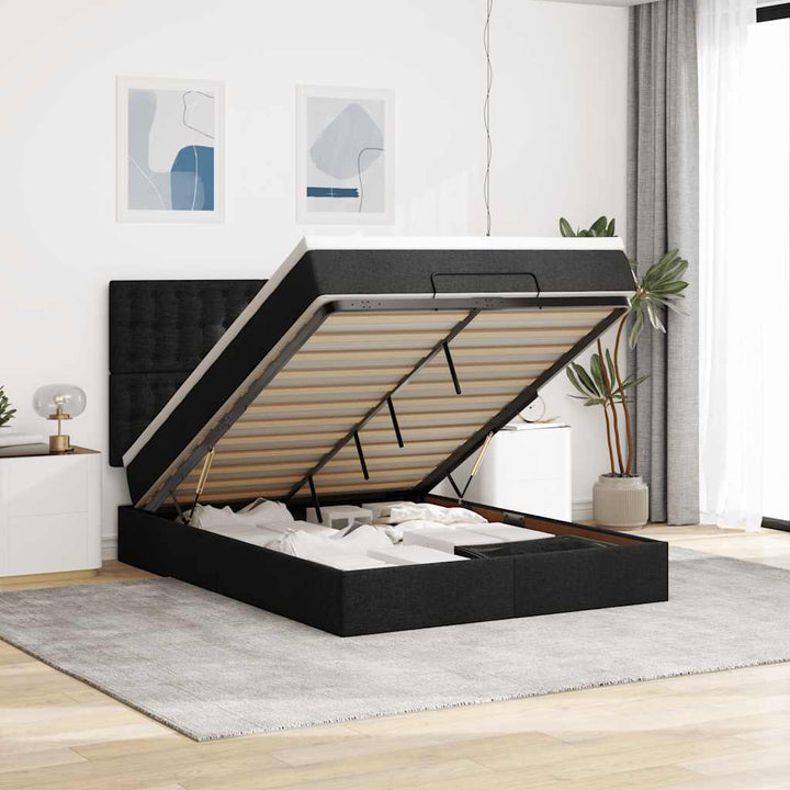 Ottoman Sängram Med Madrasser Tyg
