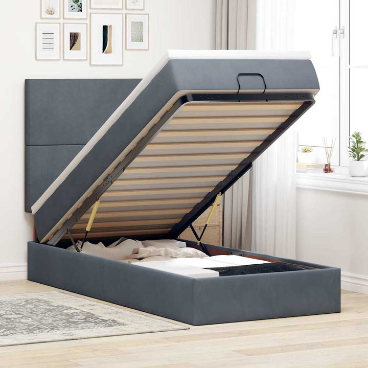 Ottoman Sängram Med Madrasser Sammet