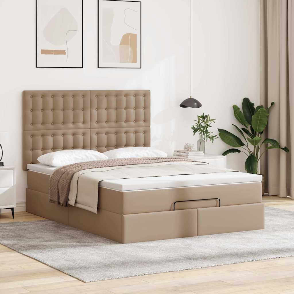 Ottoman Sängram Med Madrass Cappuccino Konstläder