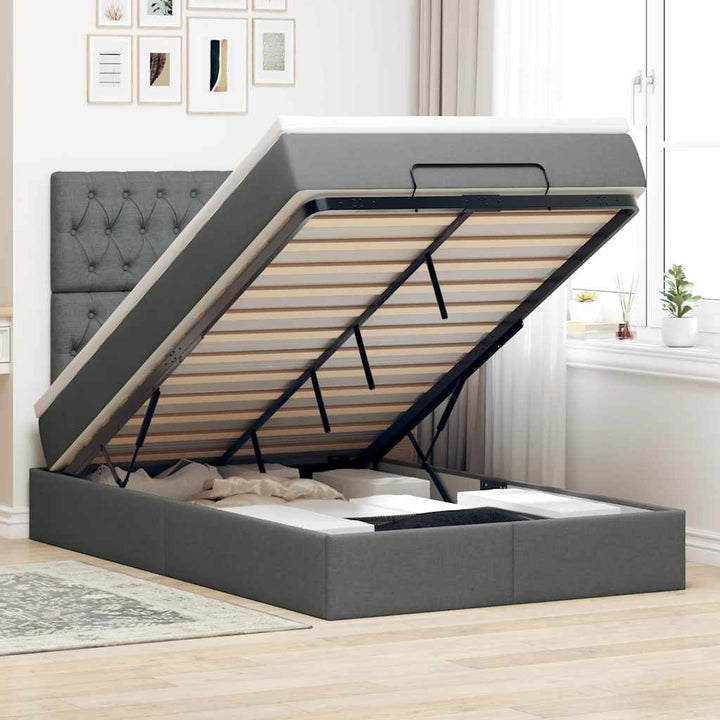 Ottoman Sängram Med Madrass Tyg