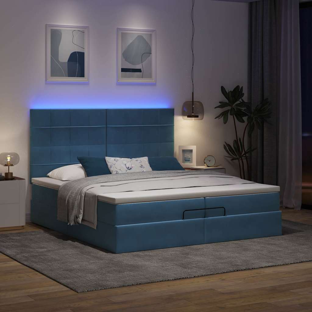 Ottomansk Säng Med Madrasser Och Led-Lampor 200X200Cm