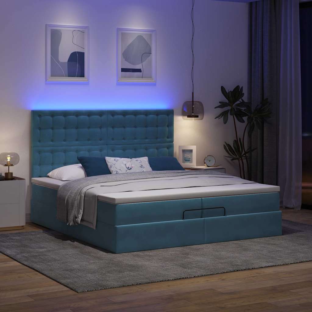 Ottomansk Säng Med Madrasser Och Led-Lampor 200X200Cm
