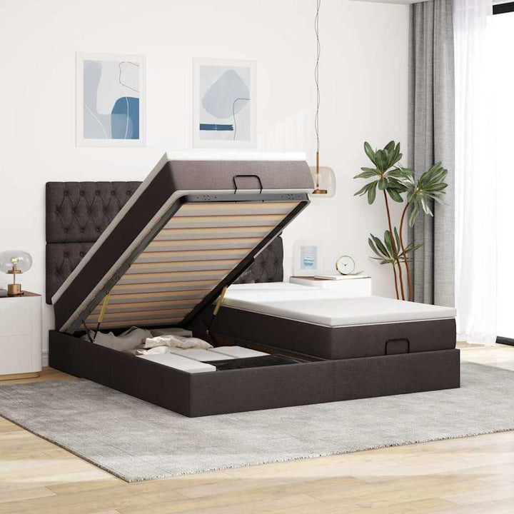 Ottoman Sängram Med Madrasser Tyg