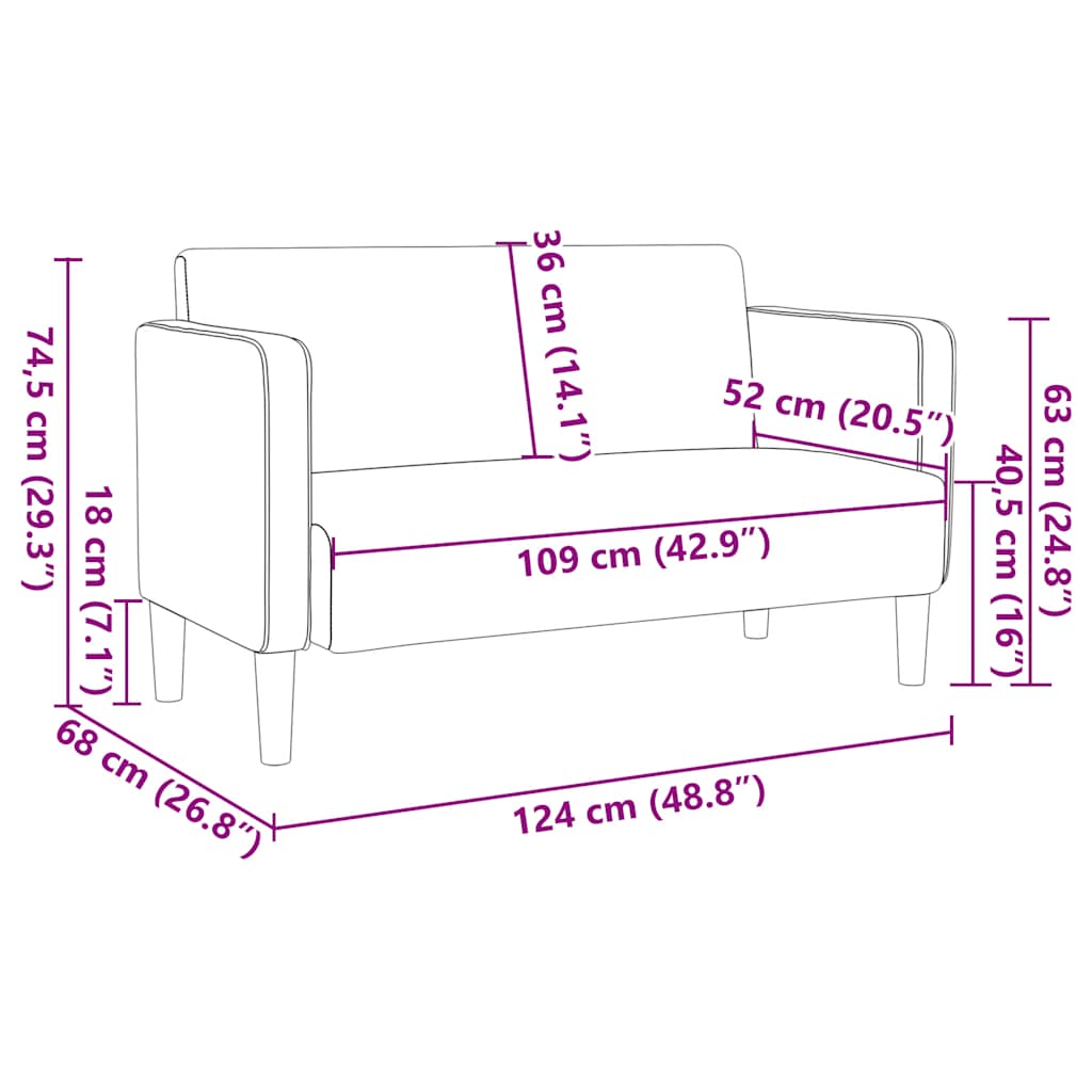 Loveseat Soffa 109 Cm Manchestertyg