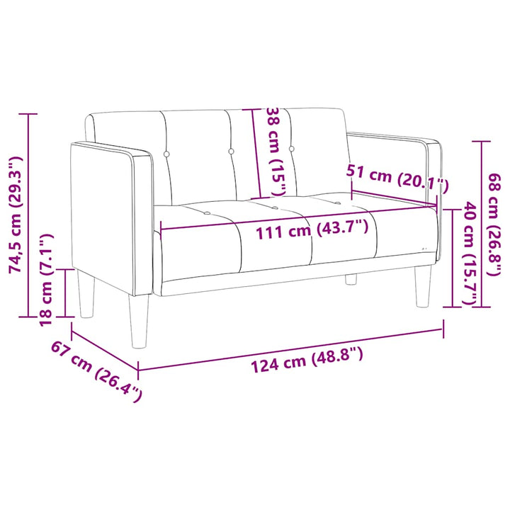 Loveseat Soffa 111 Cm Tyg