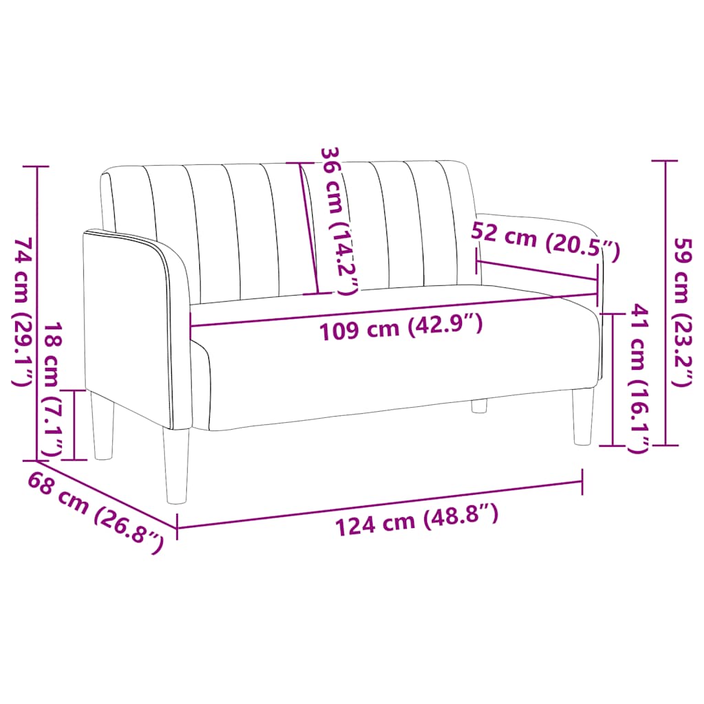 Loveseat Soffa 109 Cm Sammet