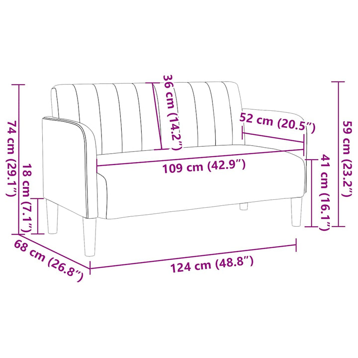Loveseat Soffa 109 Cm Sammet